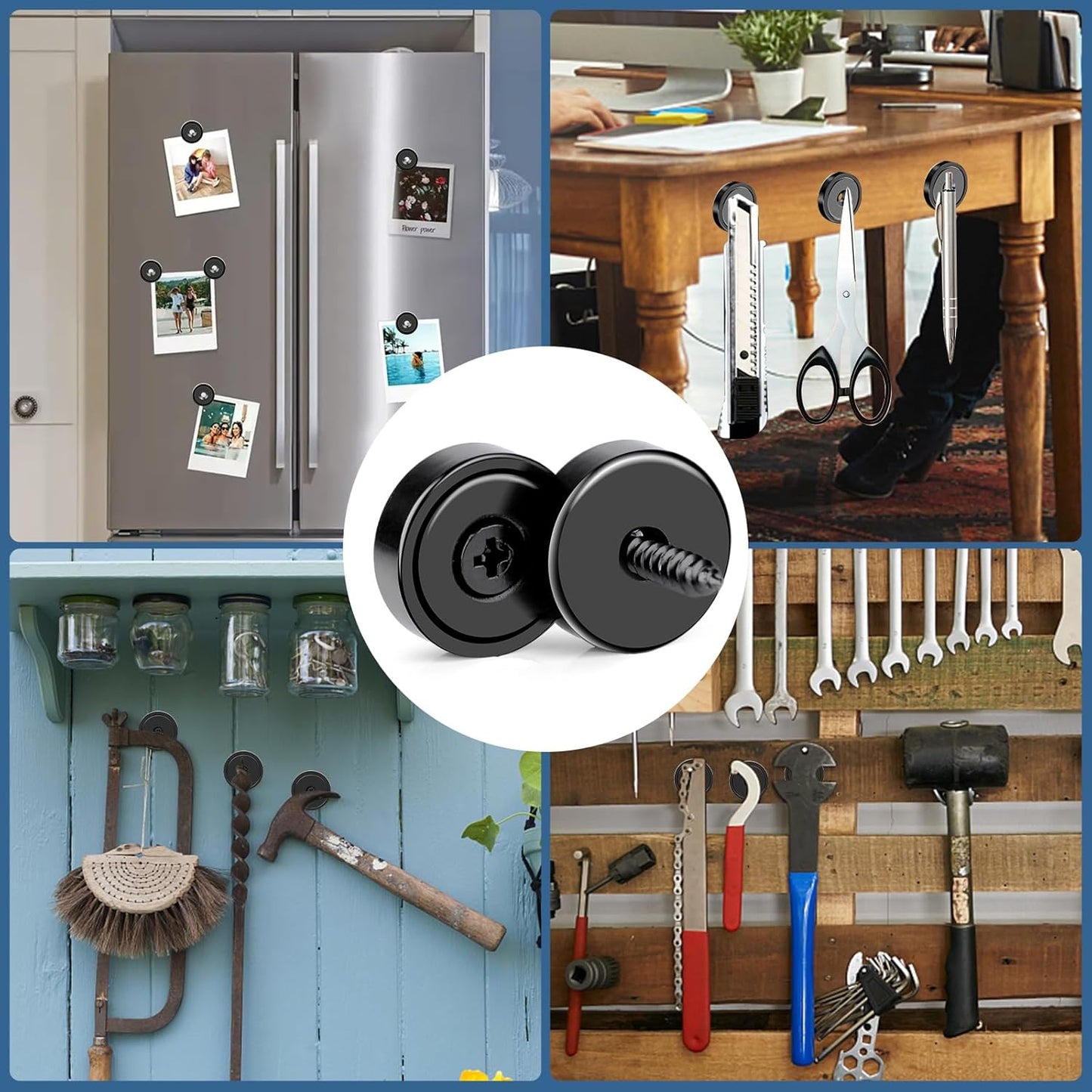 MIKEDE Magnets with Hole, 70LB Strong Rare Earth Magnets, Black Cup Magnet Neodymium with Countersunk Hole Steel Capsule, Powerful Pot with Screws-10 Pack Visit The MIKEDE Store