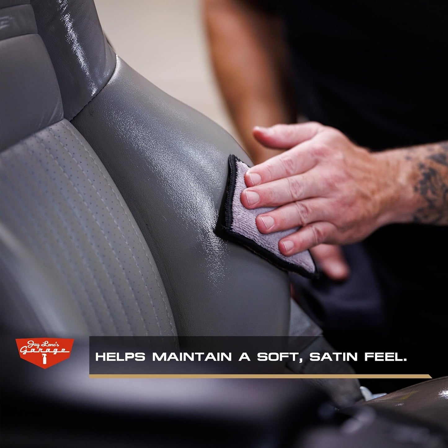 Jay Leno's Garage Leather Cleaner – Deep-Cleaning Leather Seat Cleaner for Car Interior, pH-Balanced Car Refresher That Gently Cleans, Lifts Grime, Refurbish and Restores All Leather Surfaces (16 oz)