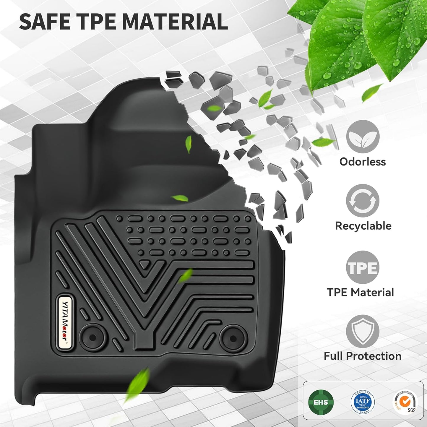 YITAMOTOR Floor Mats Fit for 2018-2025 Ford Expedition/Expedition Max (Only Fit 8 Seats) with 2nd Row Bench Seat, All-Weather Custom Fit Front 1st & 2nd 3rd Seat Black Floor Liner Set