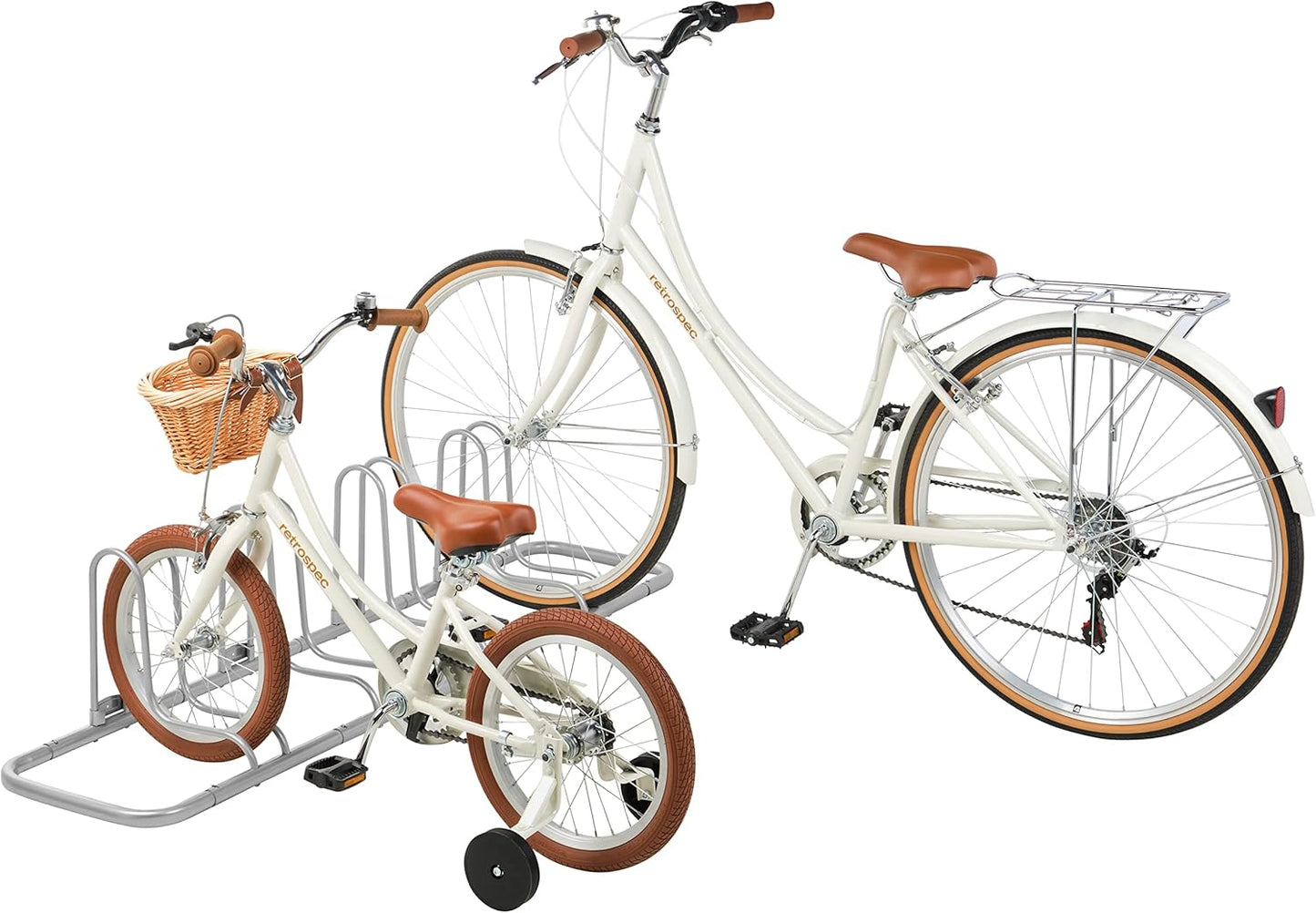 Retrospec Stash Rack 2, 4 & 5 Bike Floor Stand Bicycle Storage Organizer for Mountain Bike, Road Bike, Weather Resistant Fine Powder Steel Coating Fits Wheels up to 3"