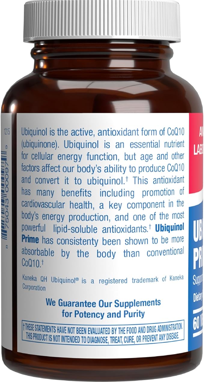 Ultra Absorption Ubiquinol CoQ10 Supplement - Coenzyme Q10 Supplement for Heart Immune Energy Cellular & Brain Support - Vegetarian Non-GMO & Made in The USA in cGMP Facilities - 60 Servings
