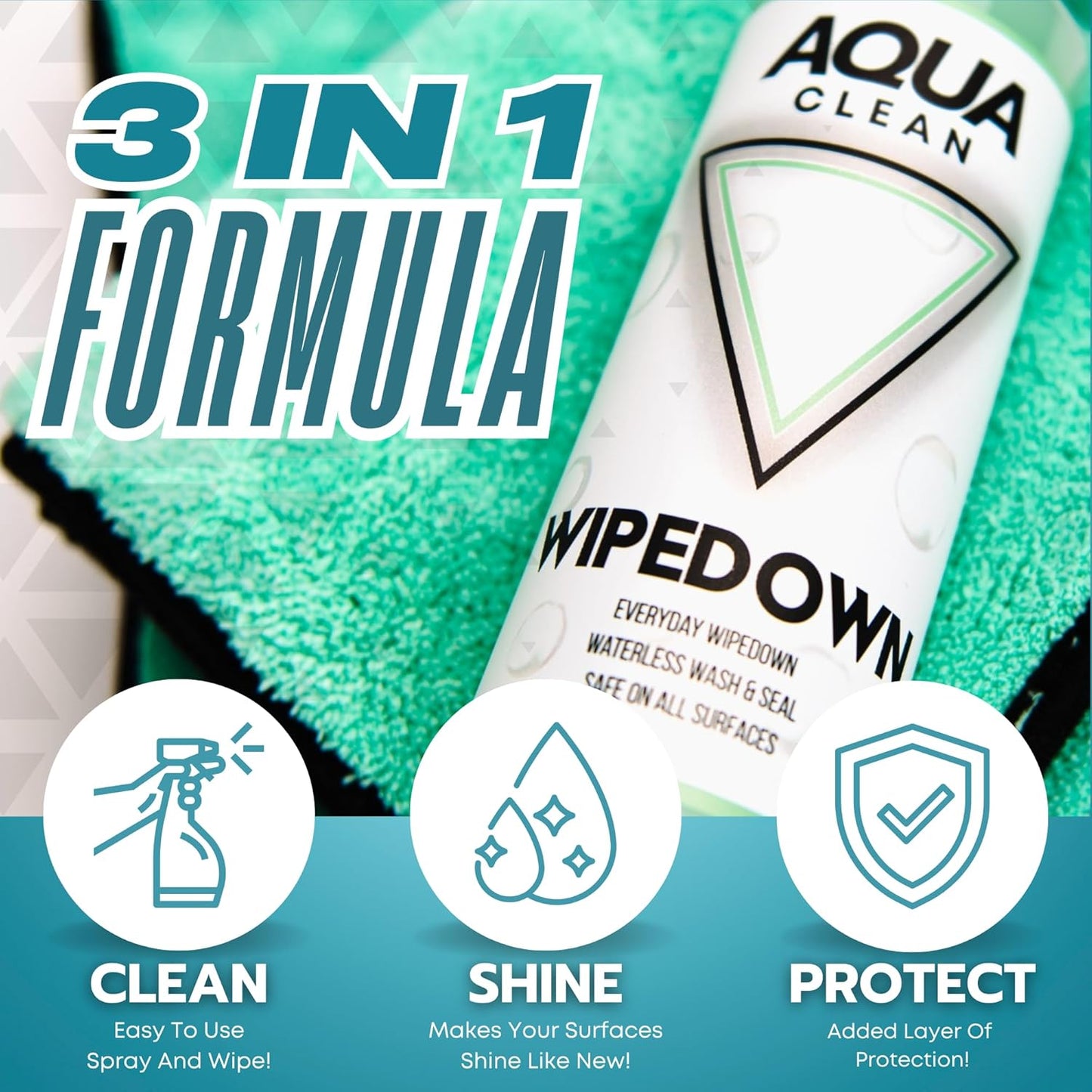 WIPEDOWN 3-in-1 Ceramic Waterless Wash & Quick Detailer | Boat Cleaner | Marine UV Protection, Long-Lasting, High-Gloss | Boats, RVs, Cars | Extend Wax, Coatings, & Sealants | Made in USA