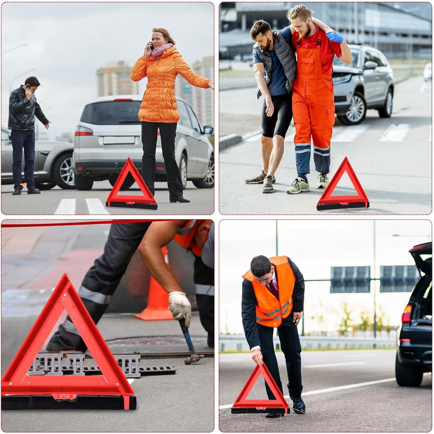 Kanayu Warning Triangle DOT Approved Foldable Emergency Safety Triangles Reflective Road Safety Triangle with Carrying Case Heavy Base Roadside Safety Warning Sign for Car Truck(24 Pcs)