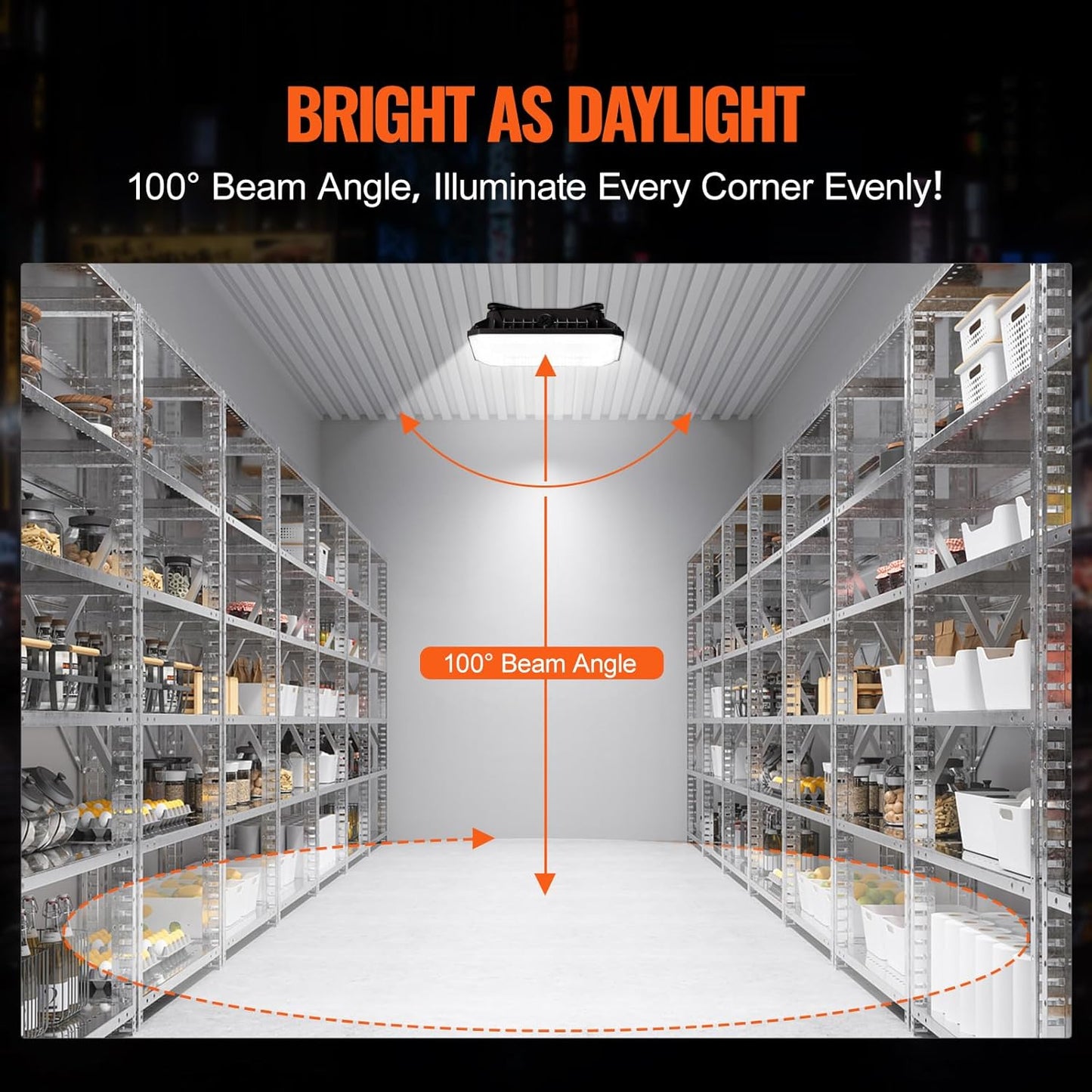 VEVOR 4 Pack LED Canopy Lights, 80W, 8800LM 5000K Daylight Commercial Industrial Outdoor Canopy Lights, 10.08"x10.08" Surface Mount Ceiling Lighting for Gas Station Warehouse Garage Street Shop, IP65