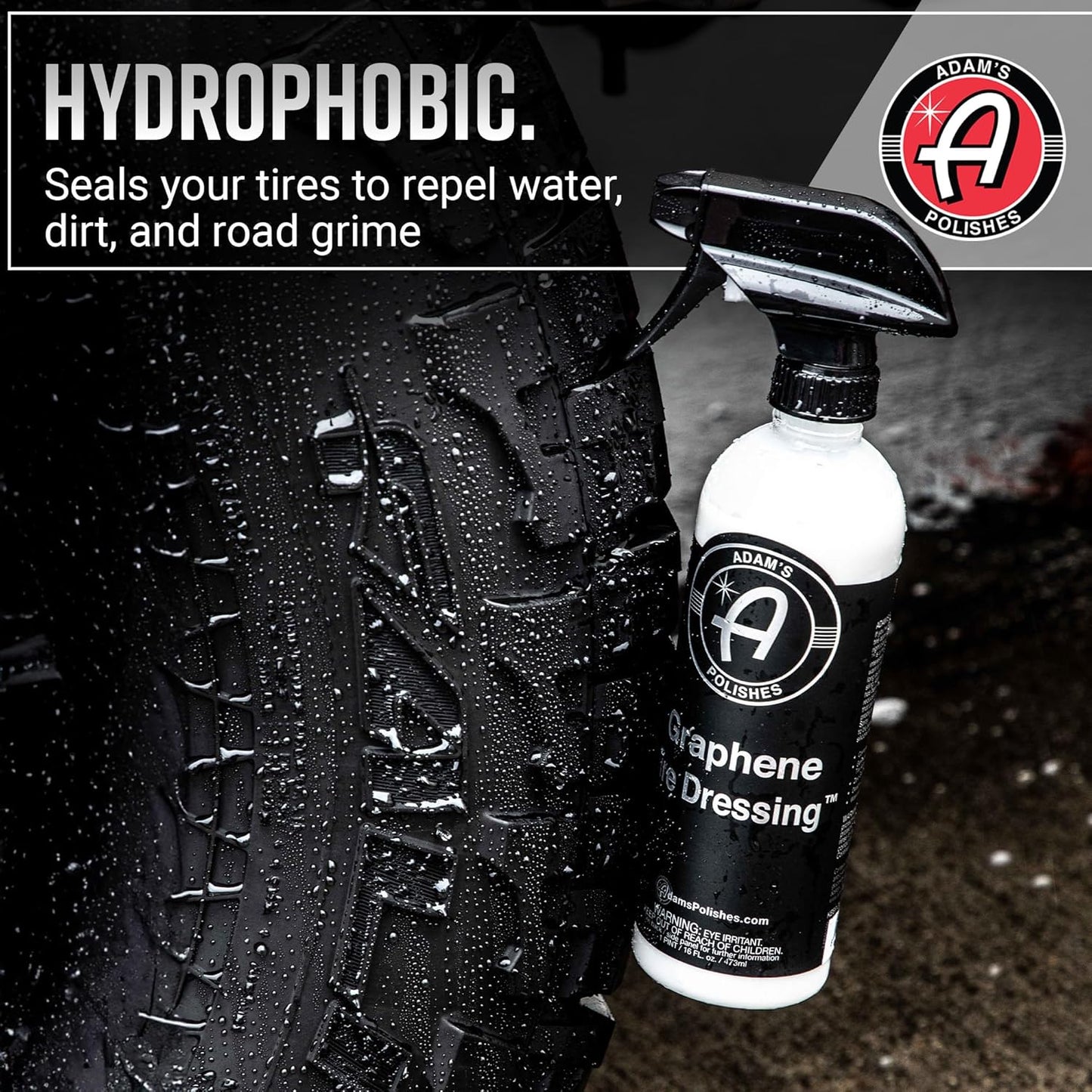 Adam's Polishes Graphene Tire Dressing - Deep Black Finish W/Graphene Non Greasy Car Detailing | Use W/Tire Applicator After Tire Cleaner & Wheel Cleaner | Ceramic Coating Like Tire Protection