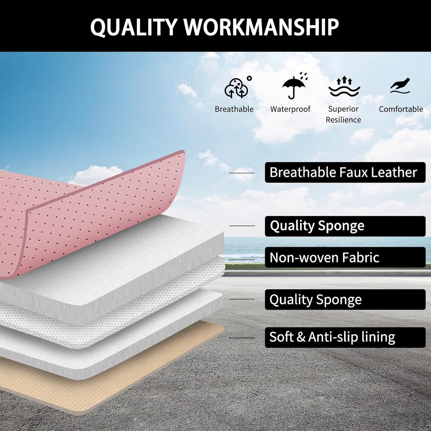 Pink Seat Covers for Cars,Front Seats Universal Fit for SUV, Sedans and Trucks,Waterproof Breathable Full Wrapping Edge Seat Covers, Luxury Automotive Seat Protecor Covers