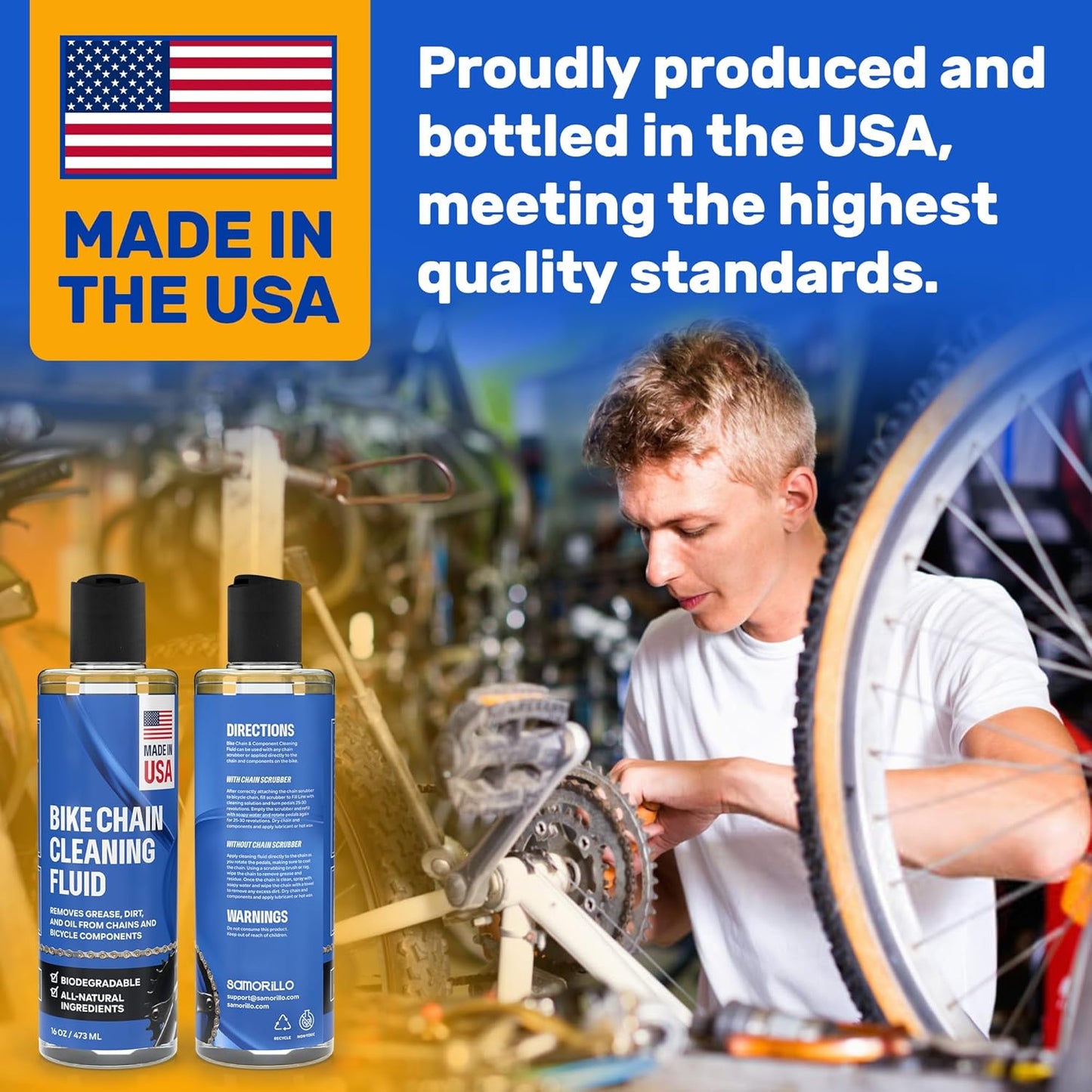 Bicycle Chain & Component Cleaning Fluid - 16oz Chain Degreaser Works in Minutes - Made in USA - Compatible With All Chain Scrubbers Or Apply Directly To Chain - Bike, Motorcycle & Chainsaw Chains