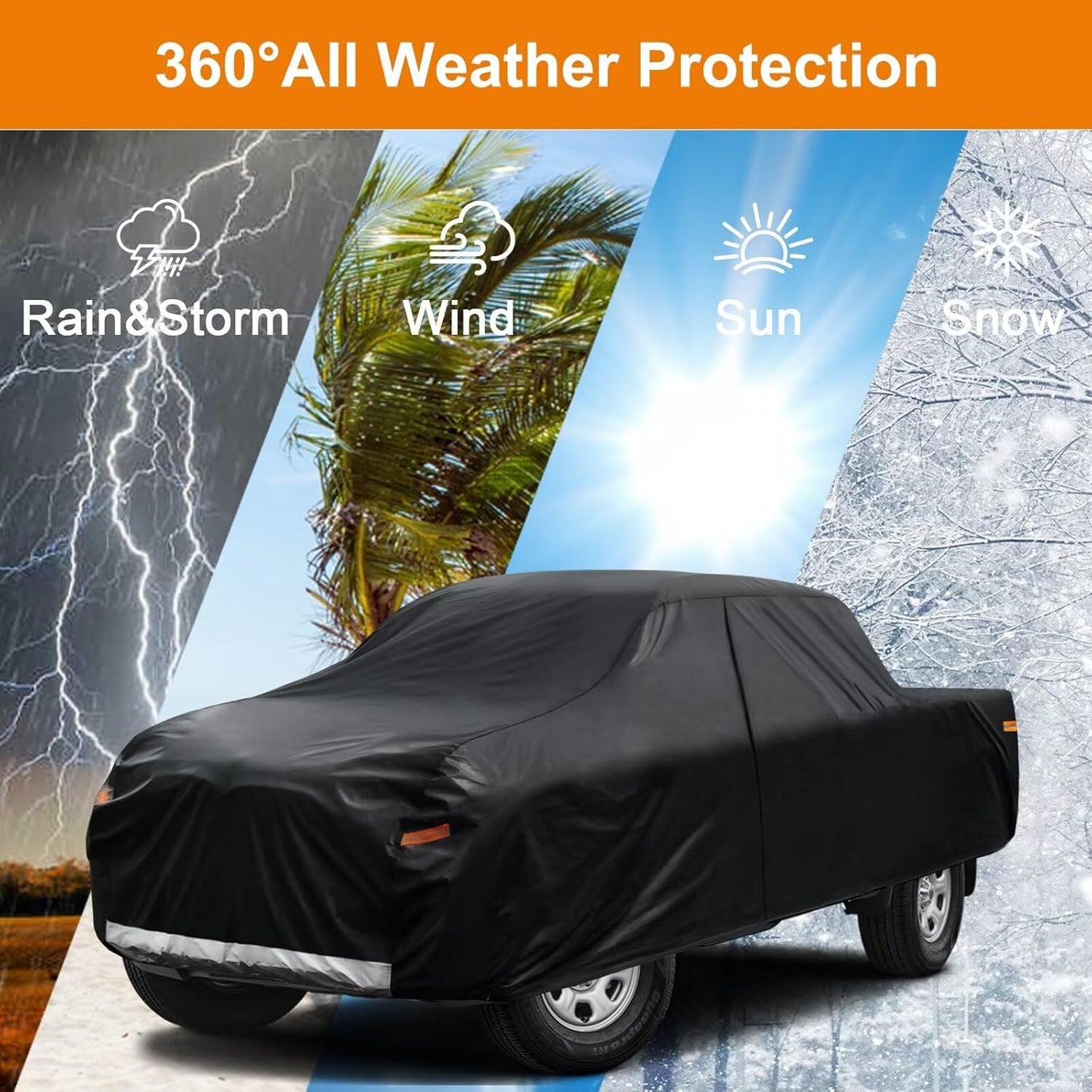 Kayme Truck Cover Custom Fit Chevrolet Silverado 3500HD(2020-2025) Crew Cab SB. Full Exterior Heavy Duty Outdoor Pickup Truck Car Cover Waterproof All Weather.Car Tarp for Wind Sun Dust Protection.