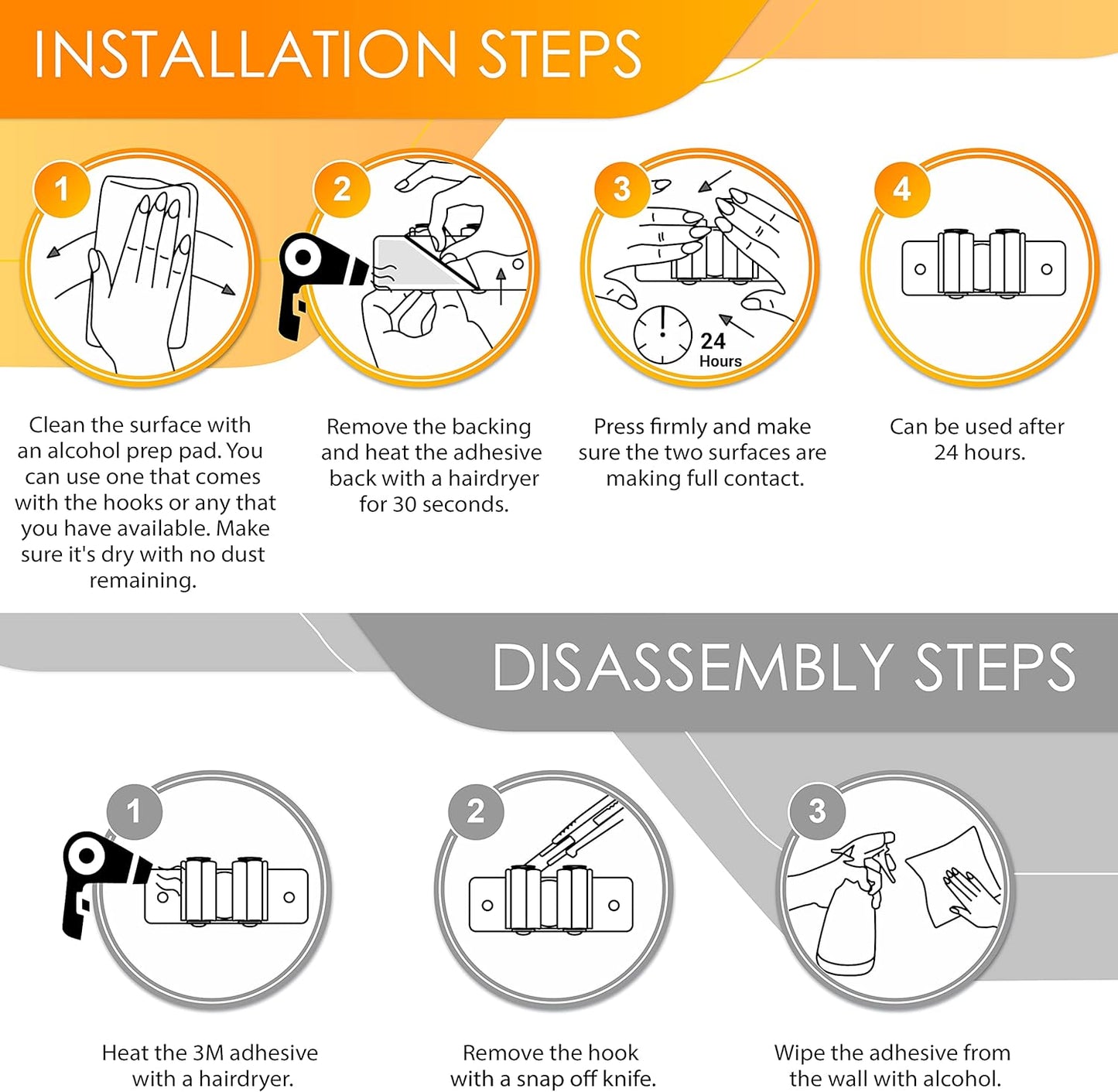 Self Adhesive Broom and Mop Holder Wall Mounted – SUS304 Stainless Steel 2-Slot Organizer with Anti-Slip Rubber Grips, 25lb Load, Adjustable for 0.6–1.4" Handles, Garage Kitchen Bathroom Use, 2 Pcs