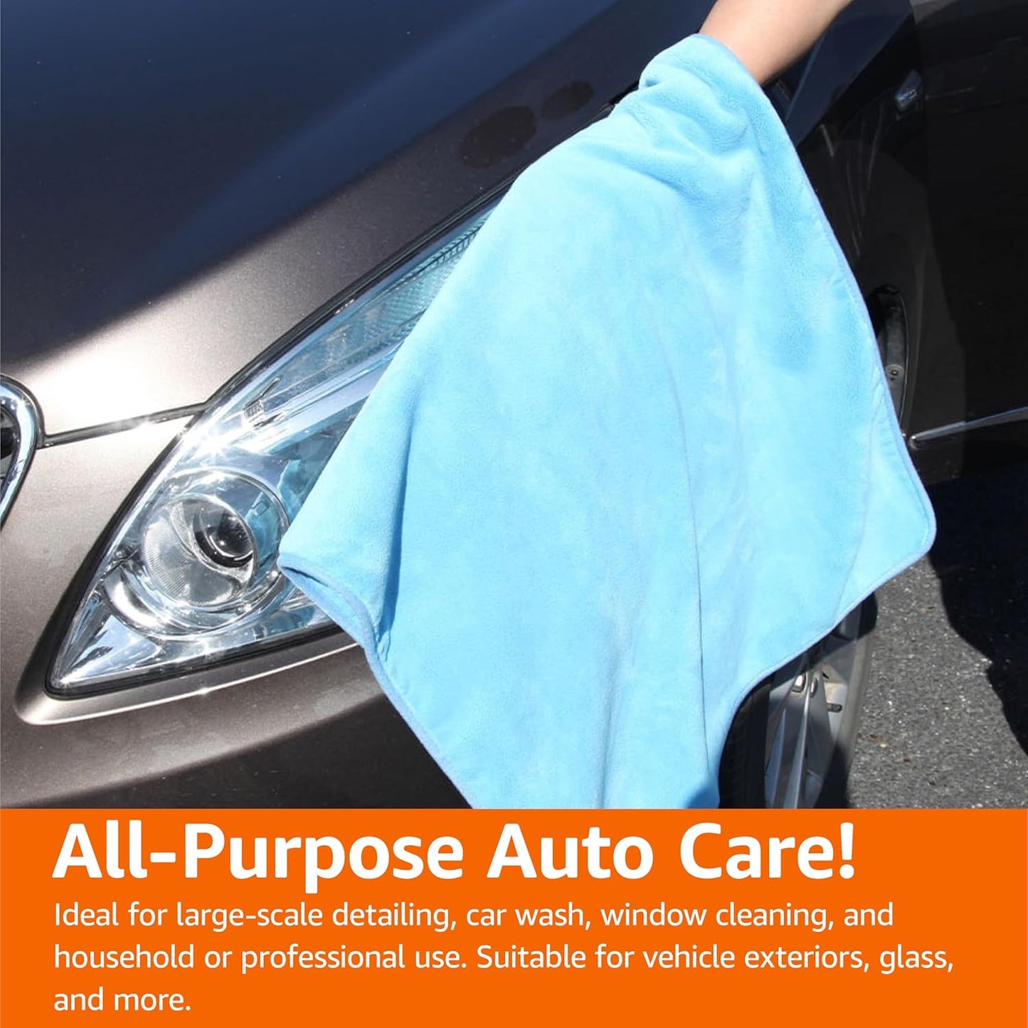 Amazon Basics Microfiber Car Drying Towel, 36"L x 25"W, Blue