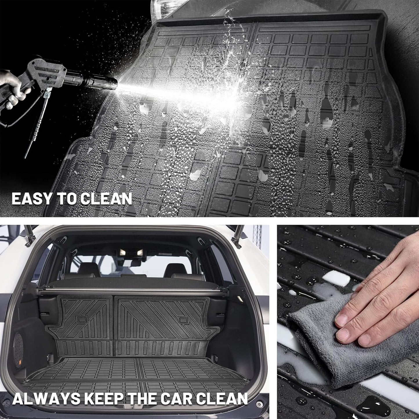 Vanseno Compatible for 2019-2024 2025 Toyota Rav4 Cargo Mat Rear Trunk Mat Cargo Liner Backrest Mats TPE All Weather Protector for 2019-2024 2025 Toyota RAV4 Accessories (Backrest Mats+Trunk Mat)