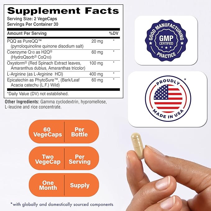 Health Thru Nutrition CoQ10 Plus PQQ and Red Spinach | Cellurex | Cellular Optimizer for Brain Circulation Energy and Mitochondria Function Support | Certified Vegan | Non-GMO (Pack of 60)