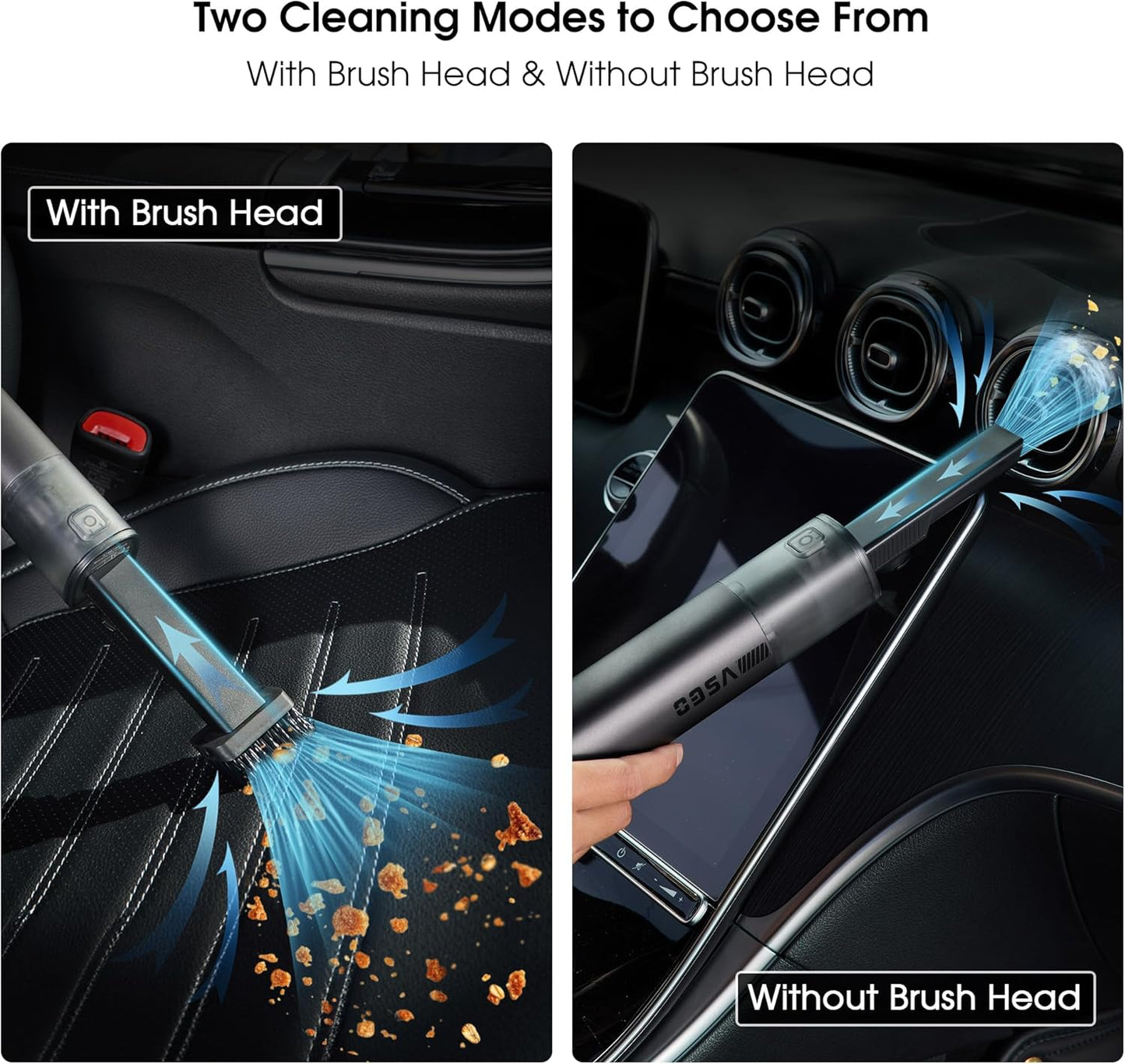 VSGO Cordless Car Vacuum, Compressed Electric Air Duster 17000Pa Suction, 5-in-1 Portable Mini Small Handheld Vacuum, UP to 90 Mins Runtime for Car, Desk, Computer, Keyboard, Home Cleaning (Grey)