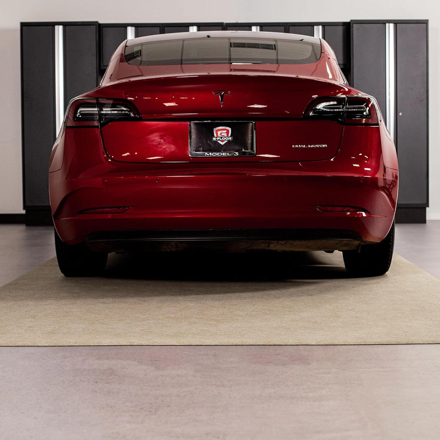 G-Floor Drip & Dry Absorbent (7'6" x 14', Tan) Floor Mat with Waterproof Vinyl Backing for Protecting Your Garage Floor - Just Unroll to Install!