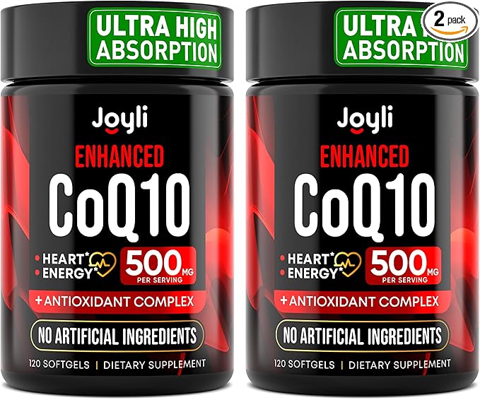 JOYLI Nutrition 2 Pack CoQ10 500mg - High Absorption Coenzyme Q10 Supplement - Co Q 10 for Energy & Vitality - Alternative to CoQ10 400mg & 300mg - 240 Softgels