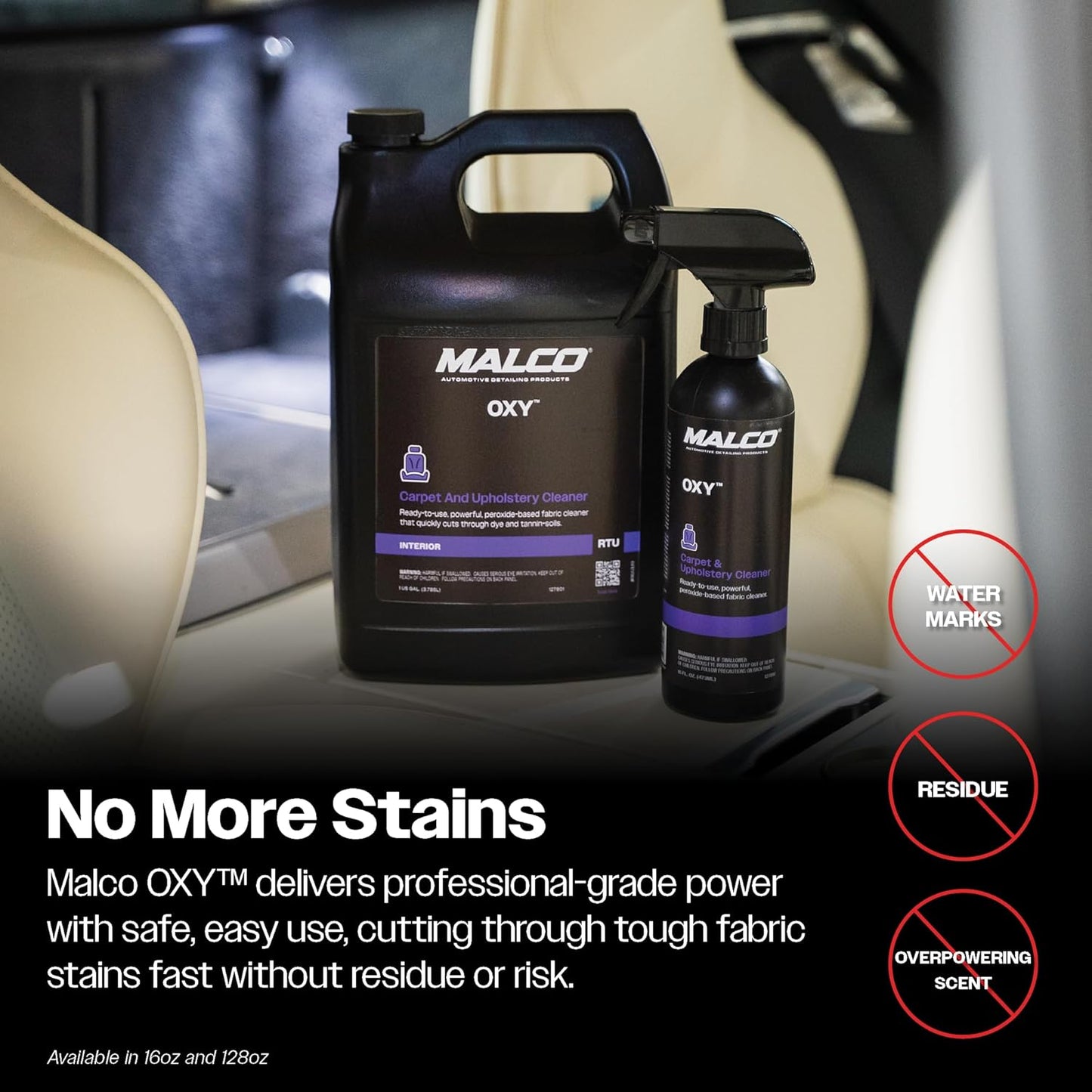 Malco OXY Carpet & Upholstery Cleaner - Stain Remover Spray for Car Interior Fabric/Cleans the Toughest Vehicle Stains/Deep Cleaning Liquid Formula / 16 Oz. (127816)