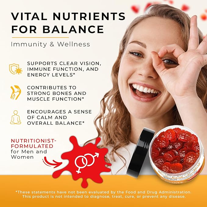 Vitamin D3 K2 Gummies 10000 IU with Magnesium Glycinate, Calcium, B12, K2 MK-7, Vitamins A, E, Lutein, Zeaxanthin - ADK Chewable Supplement for Bone, Heart, Eye, Immune Support - D3K2 Gummies