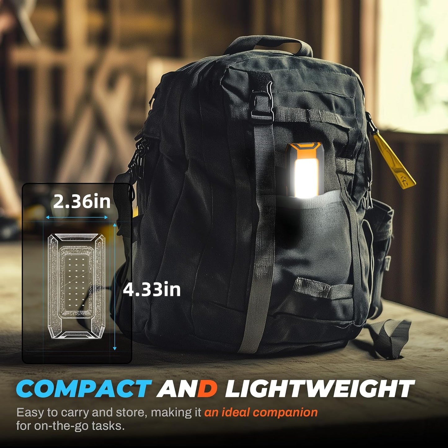 2-Pack LED Rechargeable Magnetic Work Light 40W 1500 Lumens, Hanging Hook with 3 Modes, LED Work Light for Car Repair, Camping, and Hurricane Use