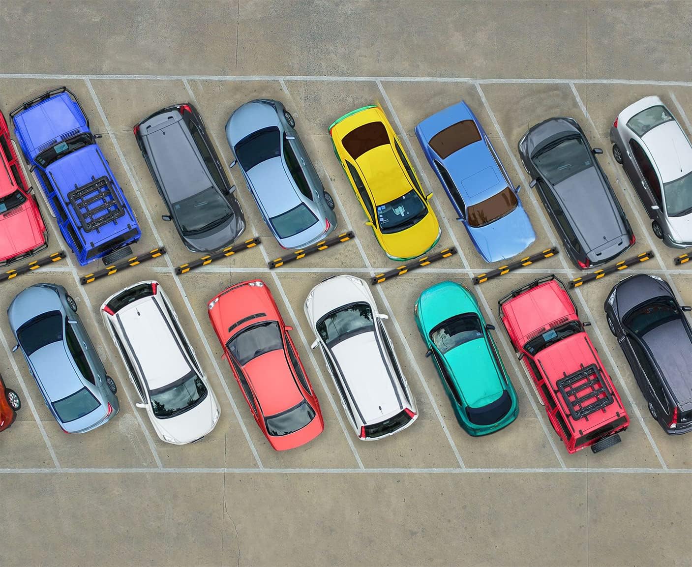 ZONETECH Large Heavy Duty Rubber Parking Curb – 72” Premium Quality Auto Garage Wheel Stopper Professional Grade w/Yellow Reflective Tape for Car, Truck, Trailer and RV (20-Pack)