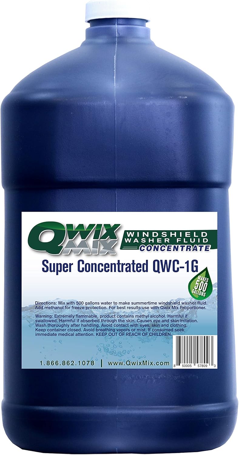 Windshield Washer Fluid Concentrate, 1 Gallon Makes 500 Gallons - 100% Biodegradable Grime & Dirt Remover, Superior Commercial Grade Glass Cleaner, Single…
