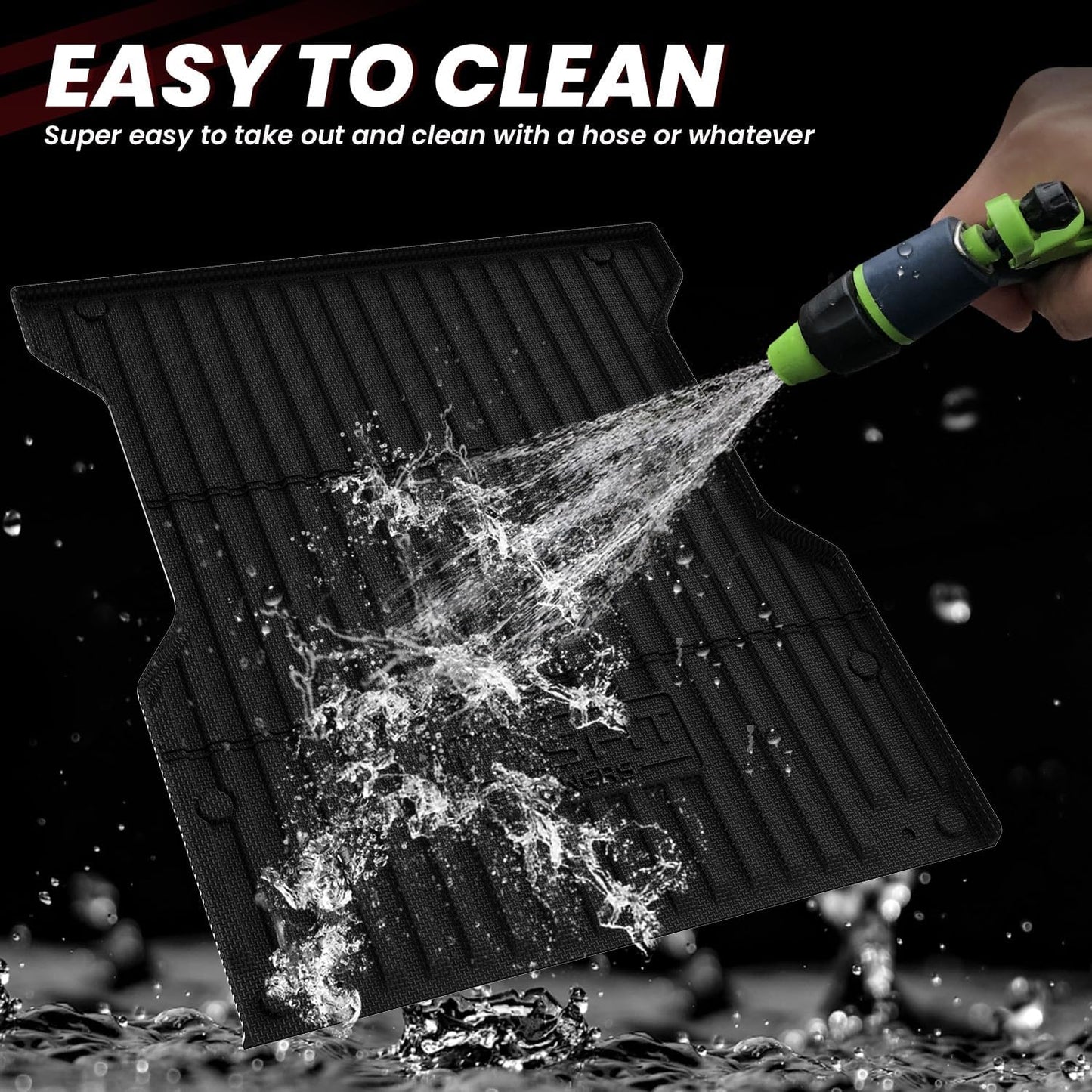 LASFIT Bed Mat for Toyota Tacoma 2024 2025 Truck Bed (5ft,5'Bed), All Weather 5 ft Rubber Car Bed Liner for Toyota Tacoma Accessories, TPE Trunk Mat&Cargo Liner, Black