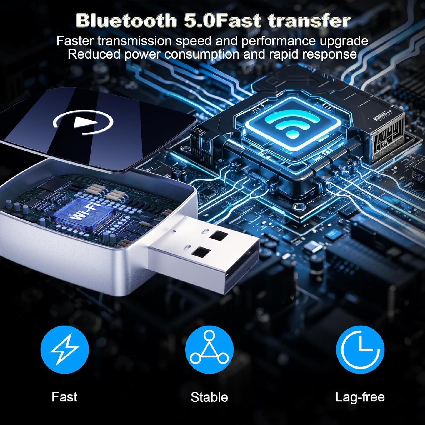 Wireless CarPlay Adapter-Mini Edition,Convert Factory Wired to Wireless Apple CarPlay Dongle,Includes USB-A to USB-C Adapter,Fast Stable Connection Plug Play Car Play Dongle for iPhone iOS 10+(Black)