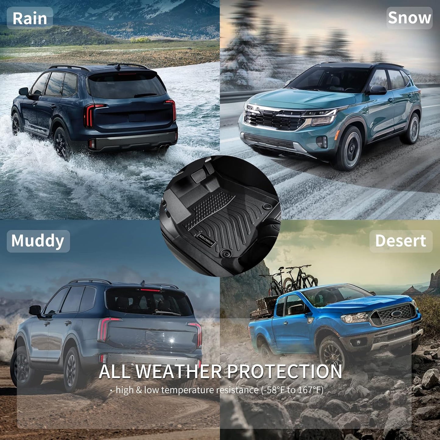 KELCSEECS Floor Mats & Cargo Liner Custom for Audi Q5 (Not for Q5 PHEV Models) 2024 2023 2022 2021 2020 2019 2018 Car Mats Automotive Cargo Mat Floor Liners Trunk Mat Q5 All Weather Trunk Liner