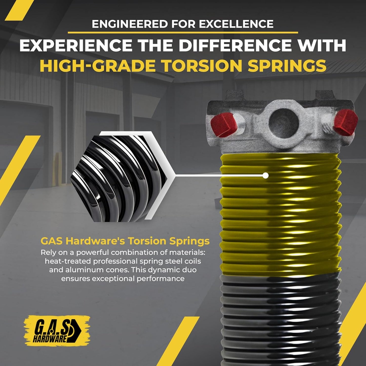 Garage Door Torsion Springs 250x2x30 Includes 1” Steel Bearing, Gloves, and Winding Bars for Left and Right Side of Garage Door Precision E-Coating 5-Year Warranty Minimum 30,000 Cycles (Pair)