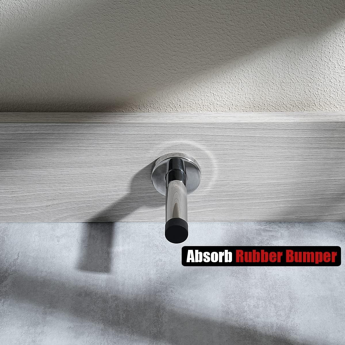 JQK Door Stopper Chrome, 304 Stainless Steel Thicken 1mm Sound Dampening Door Stop Bumper Wall Protetor, Polished Chrome, DSB5-CH