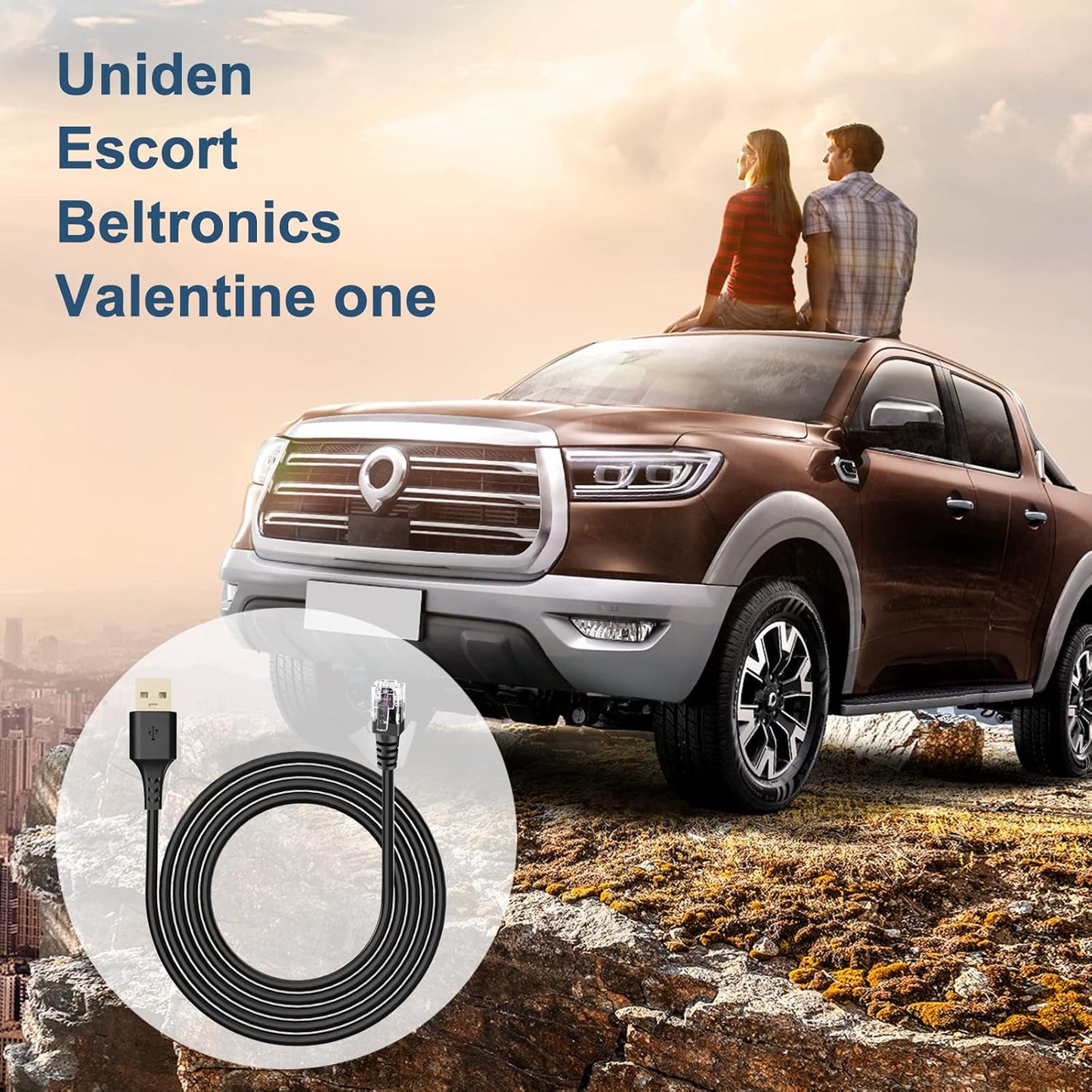 Radar Detector Cable, with USB to RJ11 Plug,for Escort Valentine One Uniden Beltronics Cobra Radar Detector,Replacement Power Cable for Radar Detectors(RJ11-3.3ft)