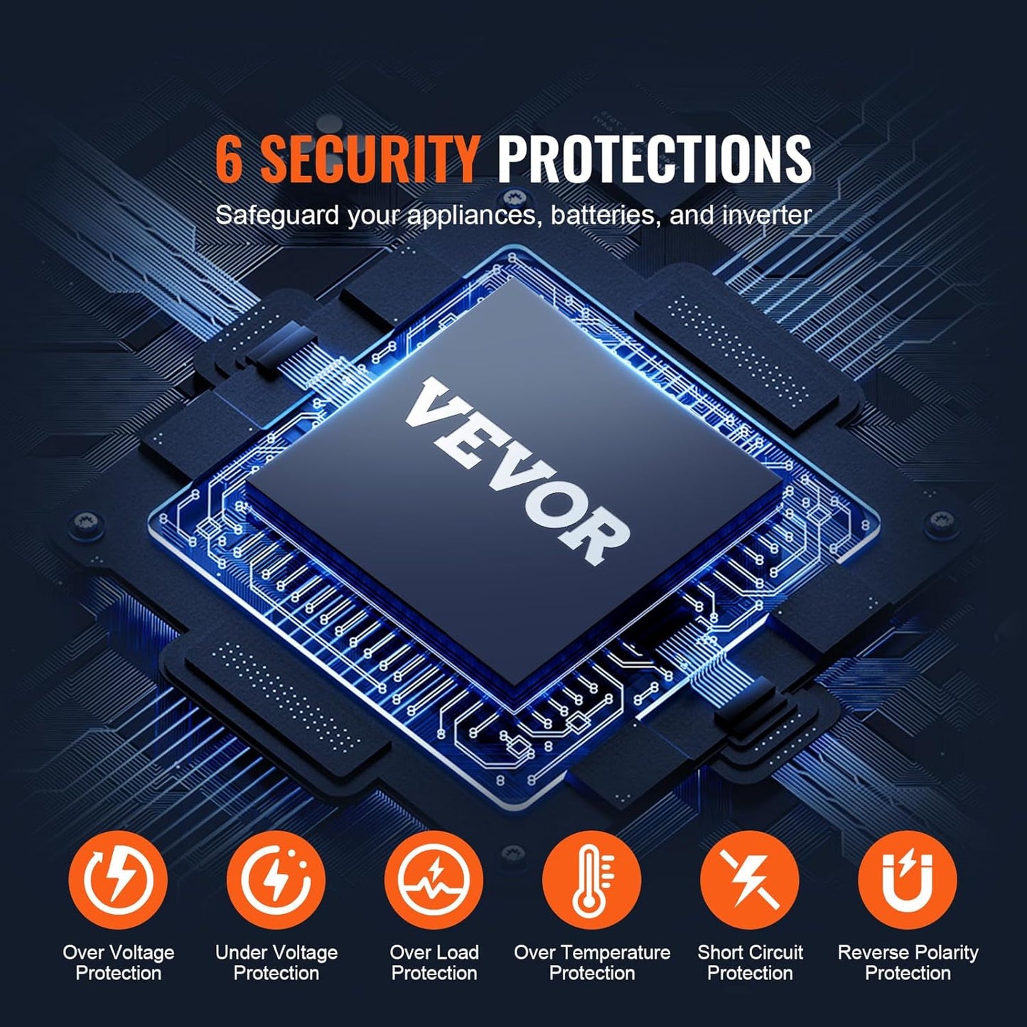 VEVOR Pure Sine Wave Inverter, 2000 Watt, DC 12V to AC 120V Power Inverter with 2 AC Outlets 2 USB Port 1 Type-C Port, LCD Display and Remote Controller for Medium-Sized Household Equipment, CE FCC