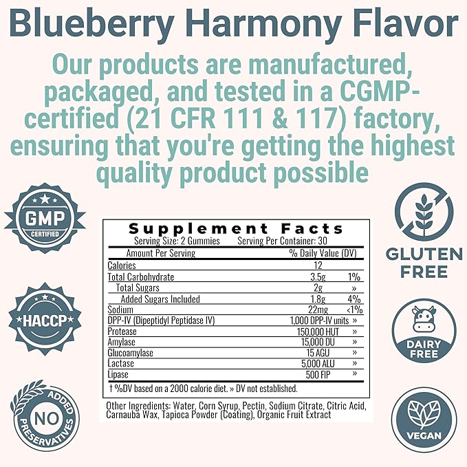 Gluten & Lactase Digestive Enzyme Gummies – Lactase Pancreatic Enzymes with DPP‑IV Lipase Gluco‑Amylase Lactase, Drops Chewables Capsules Pills Powder Supplement Alt, Pancreatic Support, for Kids