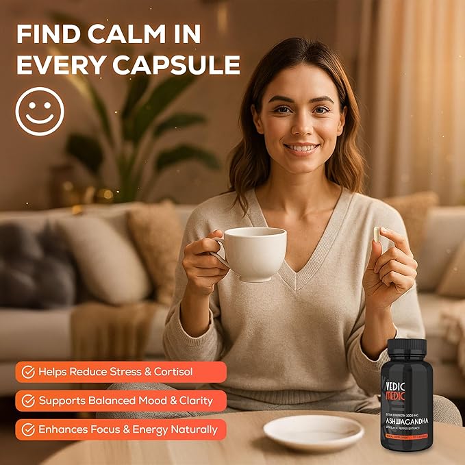 Organic Ashwagandha Capsules Extra Strength 3000mg with Black Pepper Extract - Stress Relief, Mood Enhancer, Energy Support - Non-GMO, Vegan, Gluten Free (120)