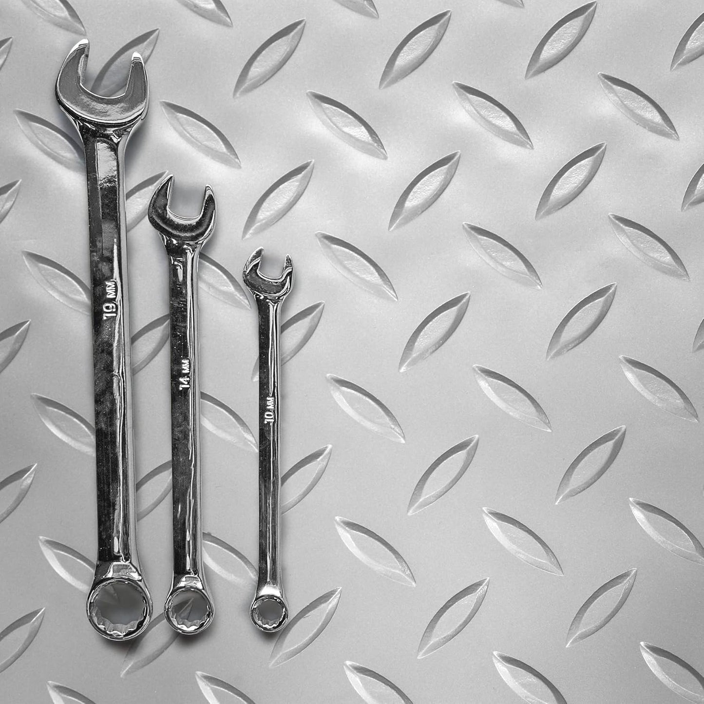 IncStores 2.5mm Thick Commercial-Grade Nitro Roll Garage Floor Mat | Flexible Vinyl Floor Mat for a Stronger and Safer Garage, Workshop, or Trailer | Diamond-Plate, Stainless Steel, 10' x 140'