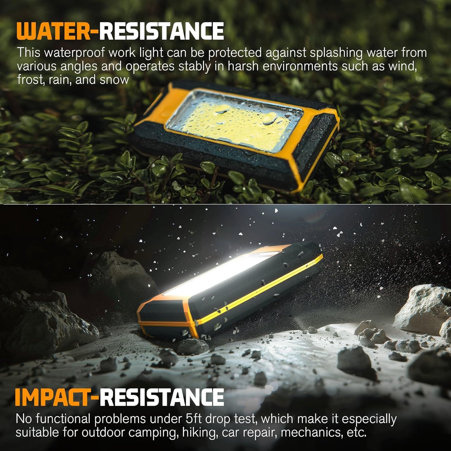 2 Pack 40W 1600LM LED Work Light, Rechargeable Portable Magnetic Flood Lights for Outdoor Camping Emergency Car Repairing and Waterproof Job Site Lighting