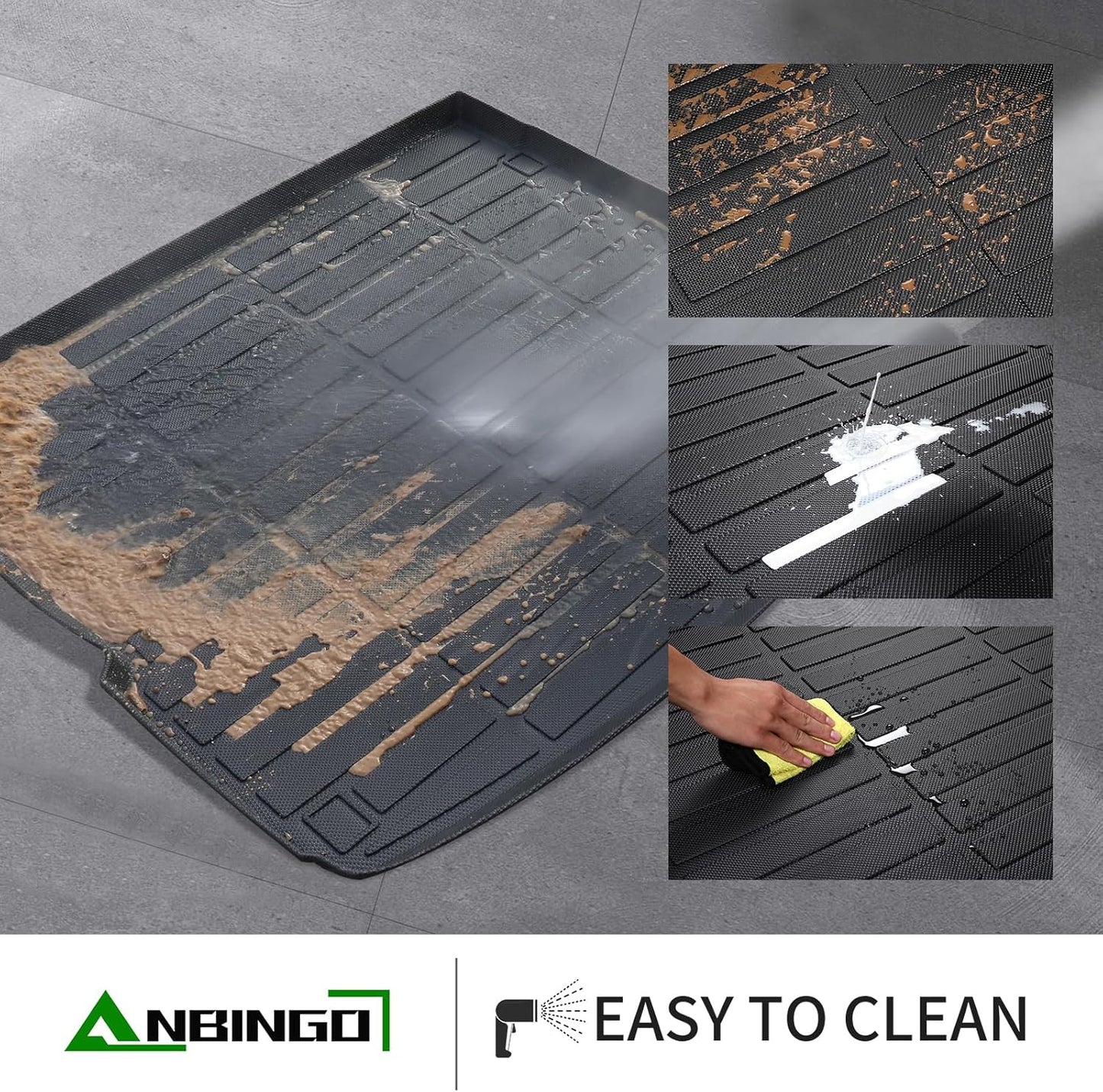 ANBINGO®-Floor Mats & Cargo Liner Custom for Porsche Cayenne 2019-2025 All Weather Protection TPE Heavy Duty Non-Slip Automotive Cayenne Floor Liners Fits Full Set Accessories, Black