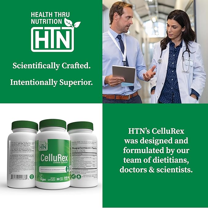 Health Thru Nutrition CoQ10 Plus PQQ and Red Spinach | Cellurex | Cellular Optimizer for Brain Circulation Energy and Mitochondria Function Support | Certified Vegan | Non-GMO (Pack of 60)