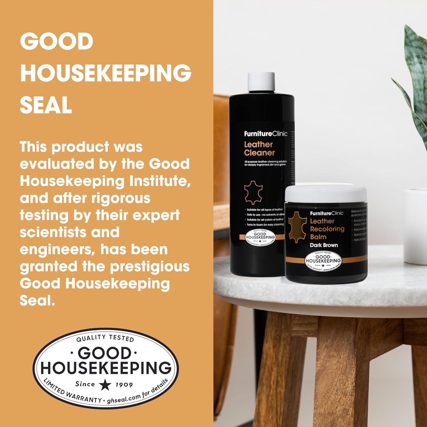 Furniture Clinic Leather Easy Restoration Kit | with Leather Recoloring Balm, Cleaner, Sponge, and Cloth | Leather Repair Kit for Scratched and Faded Furniture (Medium Brown)