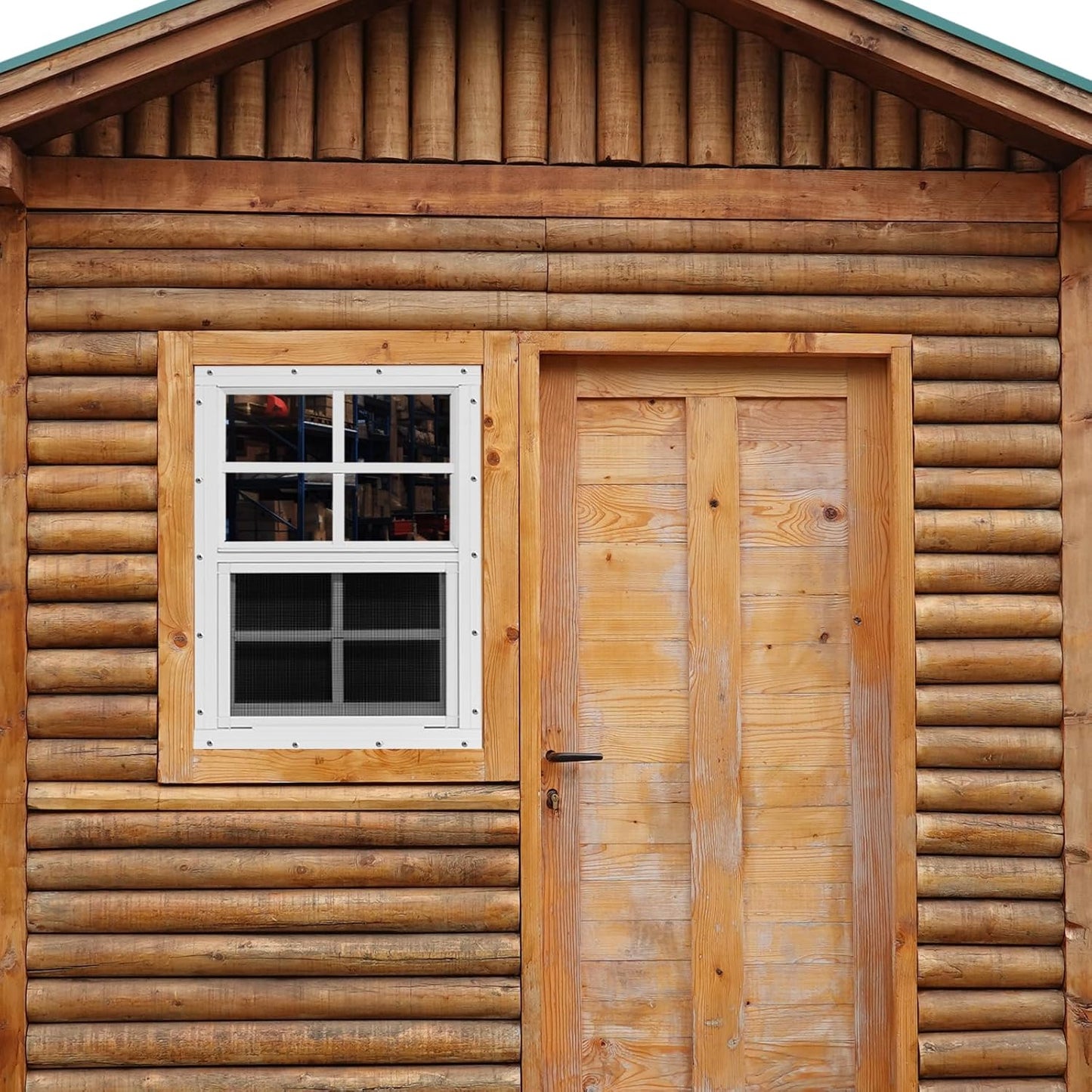 NeatiEase Upgraded Shed Windows 2 Pack, 24" x 24" Windows with Tempered Glass and Stainless Steel Screen for Shed, Chicken Coop, Playhouse, Household, Garage(White)