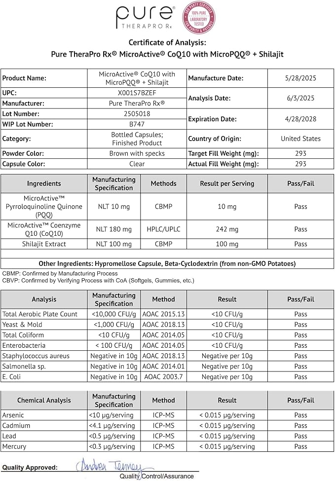 MicroActive CoQ10 Enhanced with MicroPQQ + Shilajit βSustained Releaseβ 60 Veg Caps | Convenient Once a Day Clinical Dose | 2 Month Supply | Vegan | Pharmaceutical Grade