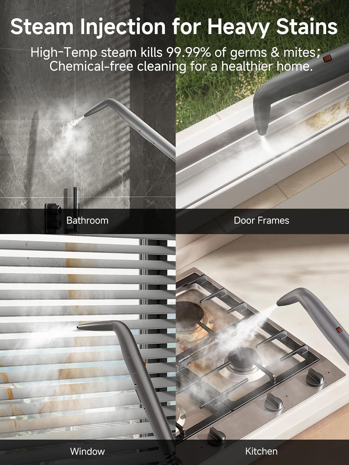 uwant Portable Carpet Cleaner with Steam& HeatingSystem, 18Kpa Powerful Suction Carpet Cleaner Machine with Exclusive Tools 2in1 Upholstery Steam Cleaner Machine (Grey)