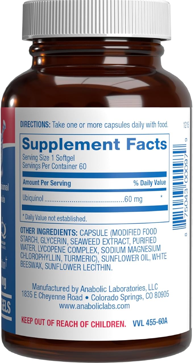 Ultra Absorption Ubiquinol CoQ10 Supplement - Coenzyme Q10 Supplement for Heart Immune Energy Cellular & Brain Support - Vegetarian Non-GMO & Made in The USA in cGMP Facilities - 60 Servings