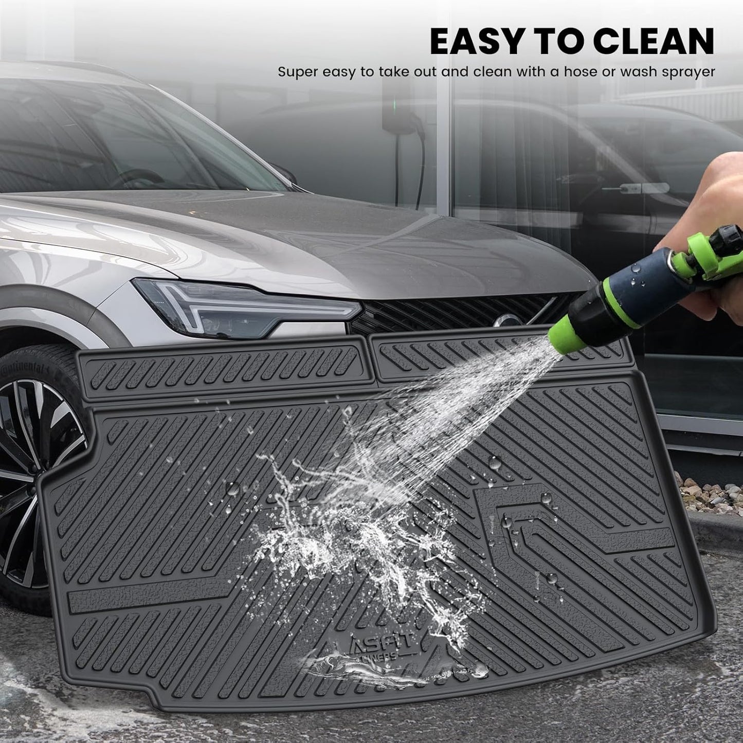 LASFIT Trunk Mat & Backrest Mat for Volvo XC90 2026-2016, All Weather TPE Custom Fit Cargo Liner for Volvo XC90 Cargo Mat, Black, Easy to Clean