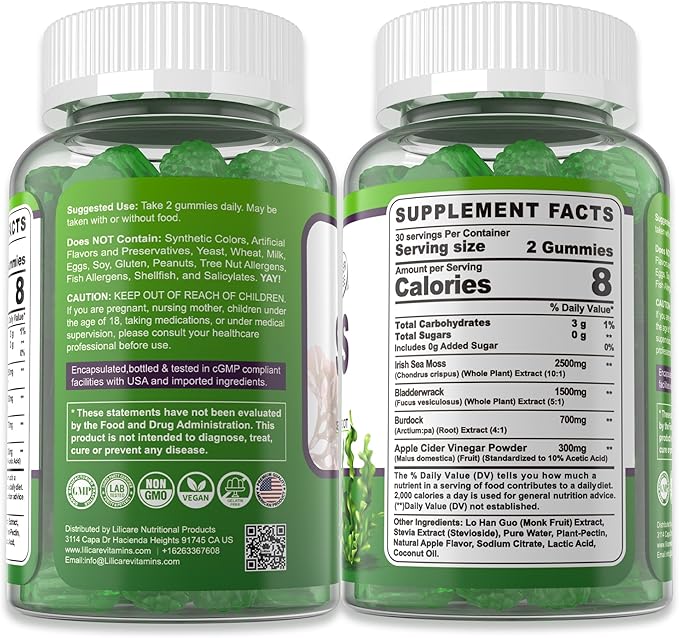 (2 Pack) Sea Moss Gummies - Irish Sea Moss Gummies for Adults & Kids - Advanced Superfood Seamoss Supplement with Organic Bladderwrack & Burdock Root Extract,ACV for Daily Immune, Gut Cleanse, Vegan