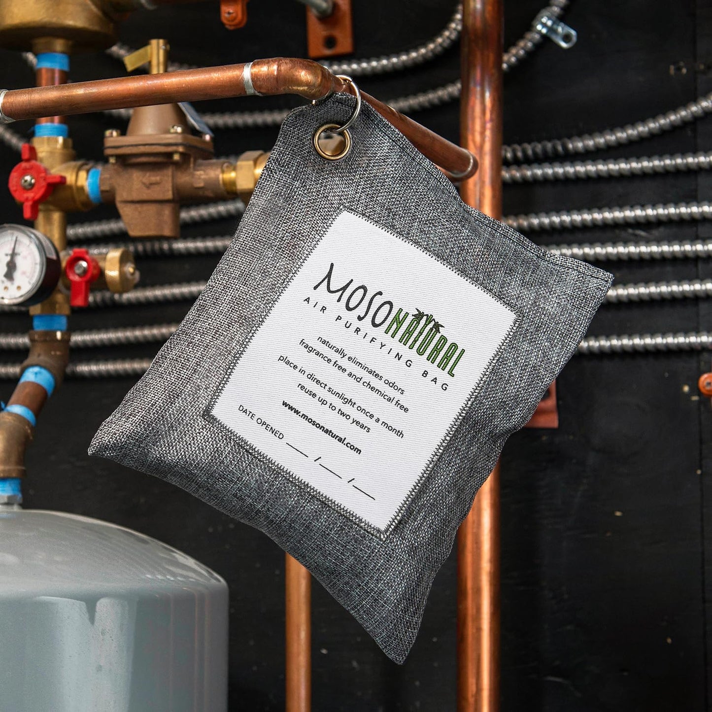 Moso Natural Air Purifying Bag 500g (2 Pack) Premium Bamboo Charcoal Odor Absorber for Home, Bedroom, Kitchen, Basement | Unscented Pet Odor Eliminator | Large Charcoal Deodorizer Bag Covers 250sqft