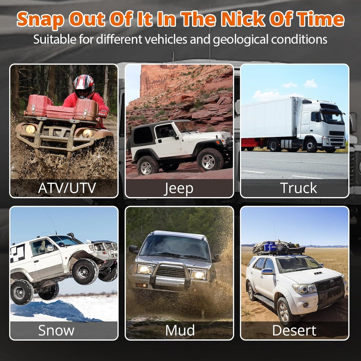 Kinetic Recovery Tow Rope: 1.26" x 30ft 55000LBS Snatch Strap Heavy Duty Offroad Towing Straps Kit for Trucks SUV UTV ATV Tractor Car Jeep - Orange