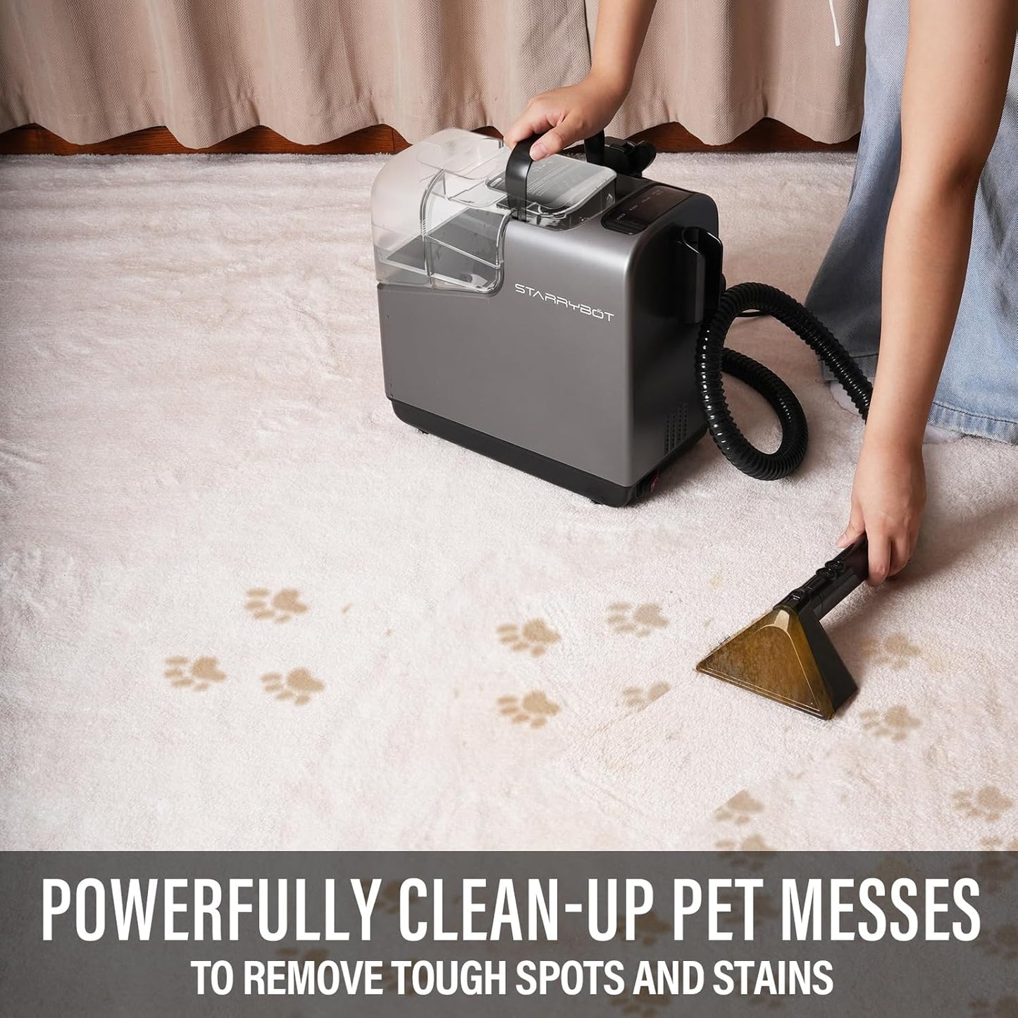 Portable Carpet Cleaner Machine with Steam and Heating Techology,15Kpa Powerful Suction with Versatile Tools for Pets, Couch, Car,Self-Cleaning, Compact Spot Cleaner for Stairs/Furniture/Rug