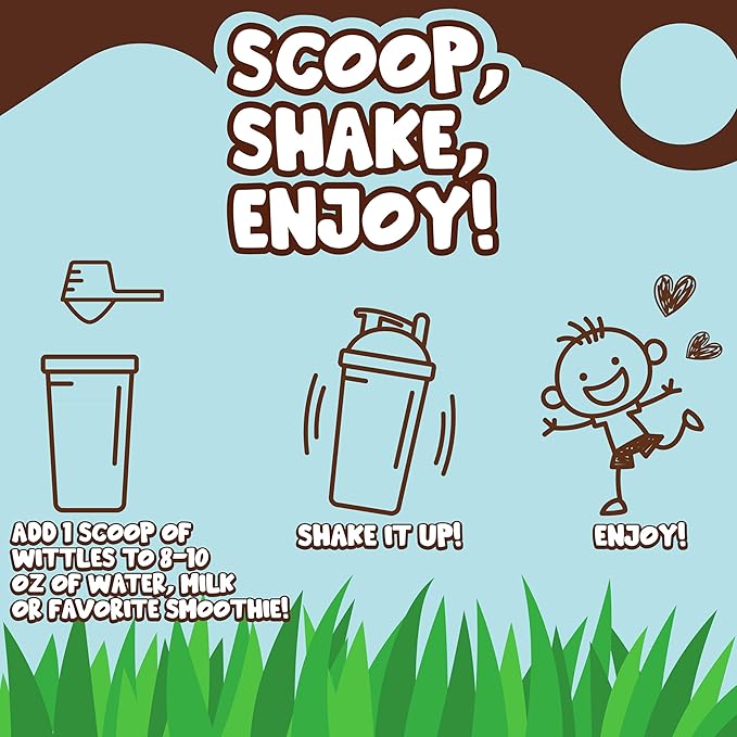 Kids Organic Chocolate Protein Shake for Youth & Teens, 8g of Protein Powder + Superfood Nutrition Powder for Kids (30 Servings, Chocolate)