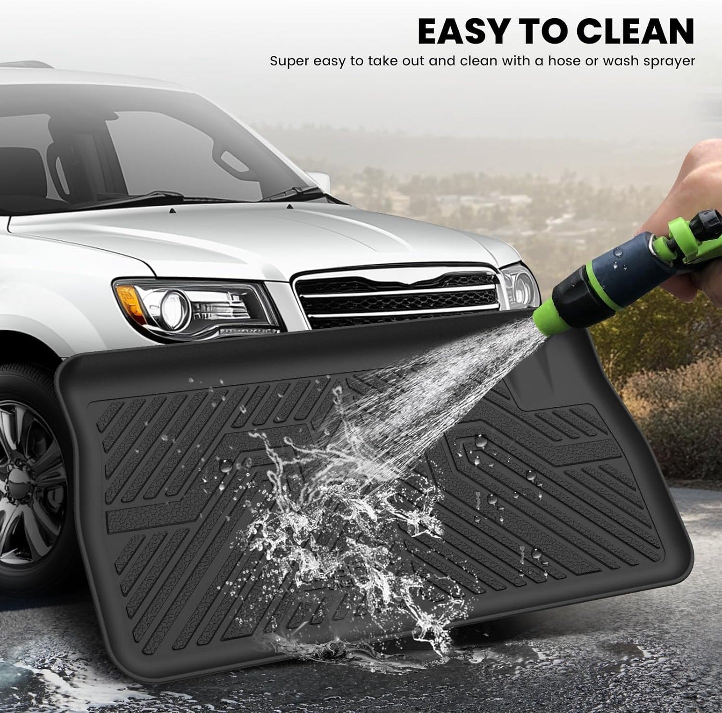 LASFIT Backrest&Trunk Mats Fit for Chrysler Town & Country 2008-2016/Dodge Grand Caravan 2008-2020, All Weather TPE Fit Cargo Liner for Chrysler Town & Country & Dodge Grand Caravan Car Mats, Black