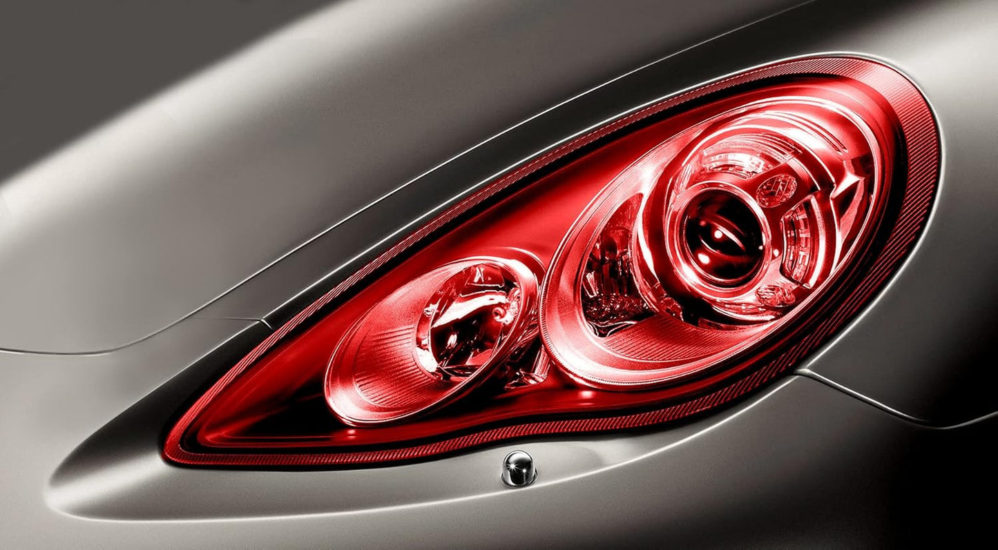 VViViD Extra-Wide Headlight Taillight Vinyl Wet Tint Wrap 16 Inch x 48 Inch Roll Including Yellow Detailer Squeegee & 2X Black Felt Edge Decals (Red)